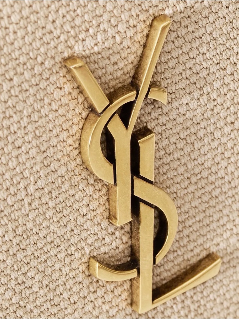Saint Laurent Beige Canvas Crossbody with Gold Chain and Tan Trim - Picture 5 of 10